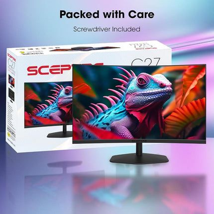 Sceptre 27" Curved Gaming Monitor 1500R 100Hz HDMI X2 DisplayPort 1ms 100% sRGB, Built-in Speakers Black 2024 (C275W-FW100T)