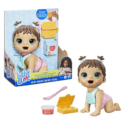 Baby Alive Lil' Snacks Doll - Eats & Poops, Snack-Themed 8-Inch Baby Doll, Brown Hair, Ages 3+