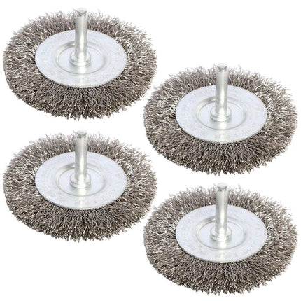 FPPO 4PCS 7.6cm Stainless Steel Wire Wheel Brushes