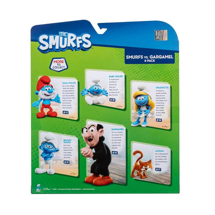 Smurfs VS Gargamel 6 Figure Multipack - 2-Inch Smurfette, Papa, Brainy, Baby, Azrael, 3-Inch Gargamel - Authentic Details