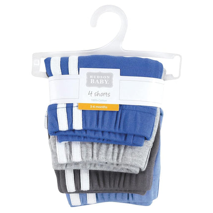 Lot de 4 shorts Hudson Baby unisexes pour bébés et tout-petits, bleu, 0-3 mois