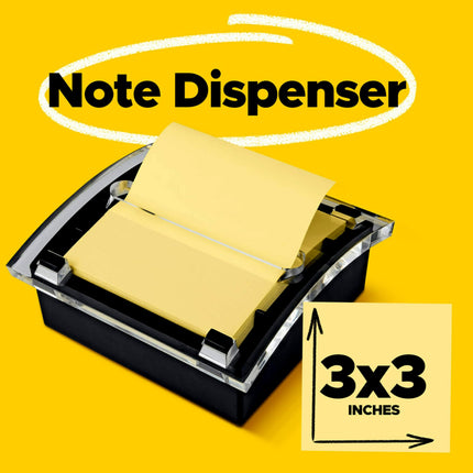 Dispensador Post-it para notas de 76 x 76 mm, dispensador negro, 50 hojas