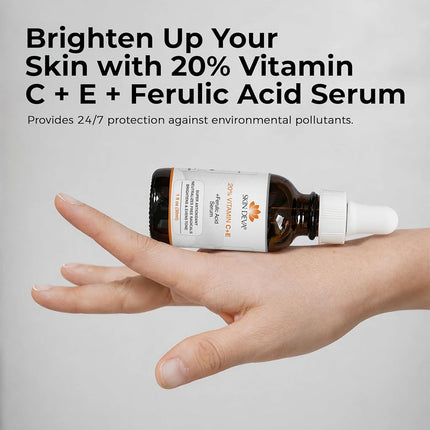 20% Vitamin C & E Plus Ferulic Acid Serum Rejuvenates Skin to Fresh & Beautiful w/Super Antioxidant That Powerfully Neutralizes Free Radicals to Brighten Skin