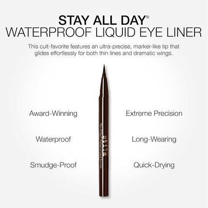 Stila Cosmetics Stila Stay All Day Waterproof Liquid Eye Liner - Dark Brown by Stila for Women - 0.016 oz Eyeliner, 0.5 ml