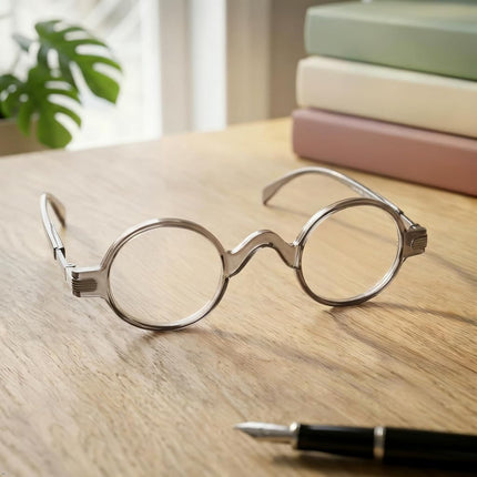 Eyekepper Readers Spring Temple Vintage Mini Small Oval Round Reading Glasses Grey +1.5