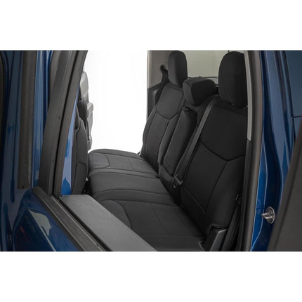 Rough Country Neoprene Seat Cover Set for Ford Maverick (2022-2024) - Fits Models with Folding Armrest, Includes (4) Headrest Covers