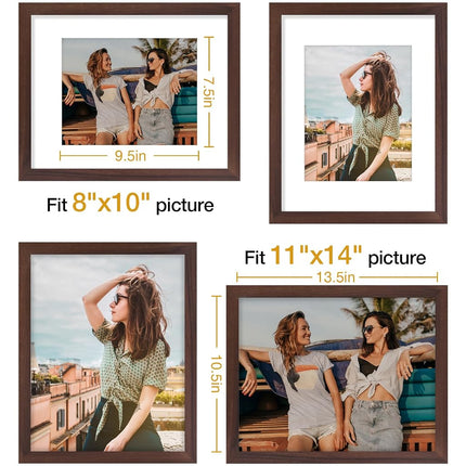 Vittanly 11x14 Picture Frame, Brown Photo Frame for Wall, Tabletop Display