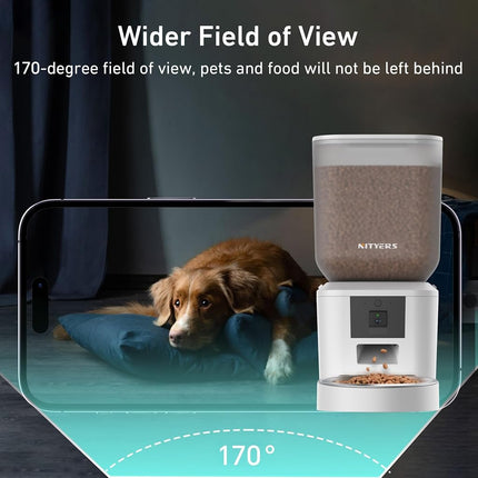 Nityers 8L Automatic Dog Feeder with Camera, 5G WiFi Automatic Cat Feeder