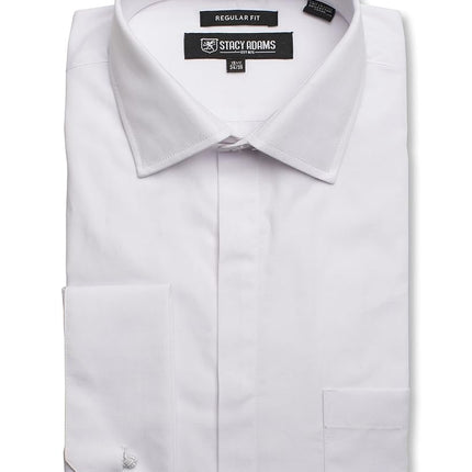 STACY ADAMS Men's 39000 Solid Dress Shirt, White, 15.5" Neck 34"-35" Sleeve