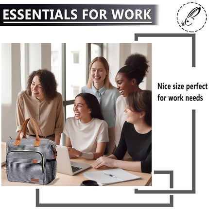 Insulated Lunch Bag - Large Portable Cooler Lunch Box for Office Work School Picnic Beach Workout - Reusable Freezable Tote Lunch Bag Organizer with Adjustable Shoulder Strap for Women Men Adult