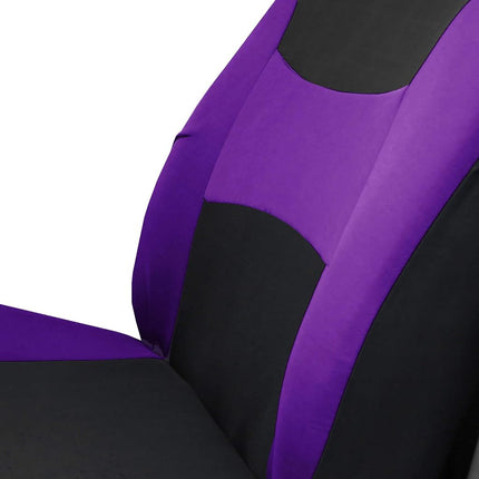 FH Group Flat Cloth Seat Covers Front Seat and Solid Rear Bench Full Set with Gift - Universal Fit for Cars, Trucks & SUVs (Burgundy)