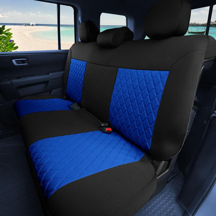 FH GROUP Car Seat Covers Neosupreme - Seat Cover for Low Back Seats with Removable Headrest, Universal Fit, Airbag Compatible, Seat Cover for SUV, Rear Set Blue/Black