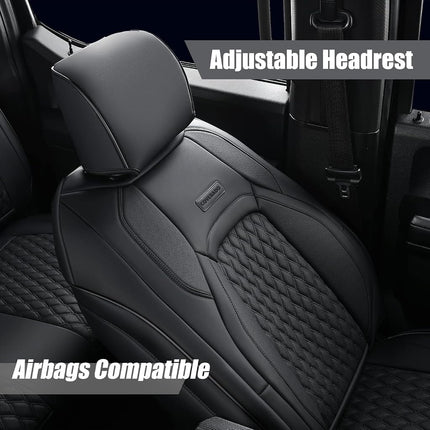Fundas de asiento Coverado, juego completo para Jeep Wrangler, fundas de asiento de coche impermeables para camión, fundas de asiento automotrices a medida para Jeep Wrangler JK 4 puertas 2008-2012, fundas de asiento Wrangler de cobertura completa (Negro)