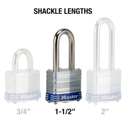 Master Lock 3TRILF Keyed-Alike Padlock, 1-1/2-inch Shackle, 1-9/16-inch Wide, 3-Pack