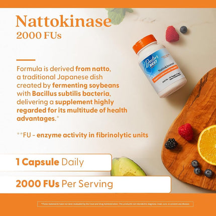 Doctor's Best Nattokinase 2,000 Fu, Non-GMO, Gluten Free, Vegan, Supports Cardiovascular and Circulatory Health, 90 Veggie Caps