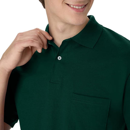 Hanes Men's Short Sleeve Jersey Pocket Polo, Deep Forest, 3X-Large (Pack of 2)