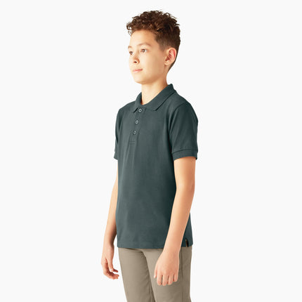 Dickies Boys' Short Sleeve Pique Polo, Hunter Green, XX-Small 4