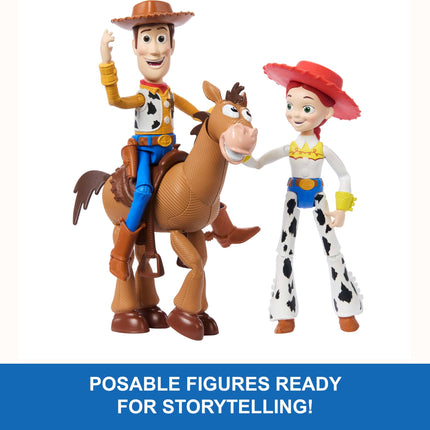 Mattel Disney Pixar Storytellers Toy Story 3-Pack of Woody, Jessie & Bullseye, 4-inch Authentic Posable Figures, Key Character Collectibles
