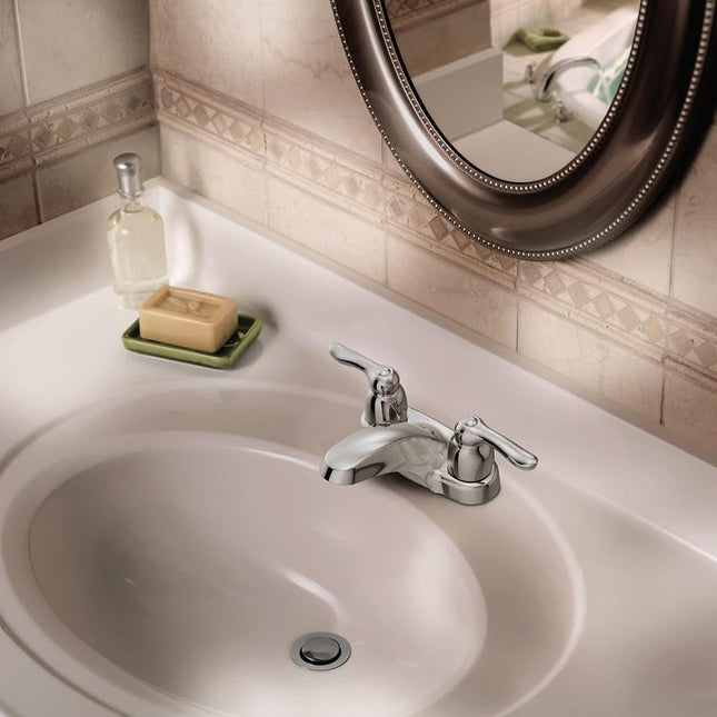 Moen 4925 Chateau Two-Handle Low Arc Bathroom Faucet, Chrome