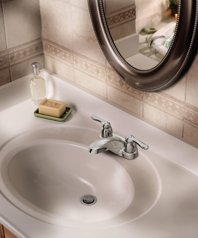 Moen 4925 Chateau Two-Handle Low Arc Bathroom Faucet, Chrome