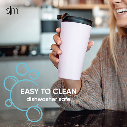 Simple Modern Insulated Tumbler with Lid and Straw | Iced Coffee Cup Reusable Stainless Steel Water Bottle Travel Mug | Gifts for Women Men Her Him | Classic Collection | 16oz | Blush