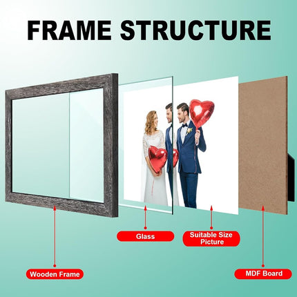 8x10 inch Picture Frame Made of Solid Wood High Definition Glass for Table Top Display and Wall Mounting Photo Frame Natural
