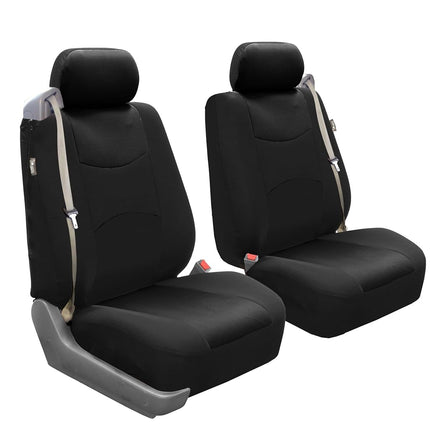 FH Group Front Set Cloth Car Seat Cover for Bucket Seats, 1-Piece Seat Cover, Universal Fit, Airbag Compatible, Seat Covers for SUV, Van, Black