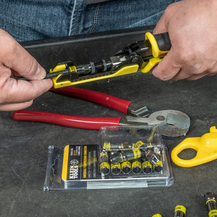 Klein Tools 80151 Klein Tools 80151 Coax Cable Compression Crimper and Stripper Set with 10-Pack of RG6/6Q F-Connectors for Fast and Reliable Installation, 3-Piece