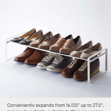 Yamazaki Home Adjustable Shoe Rack-Spacesaving Storage Solution, One Size, White