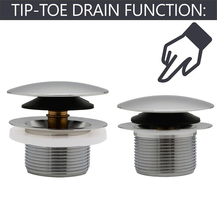 Westbrass 493144H-05 12" & 4" Bath Waste & Overflow Assembly with Tip-Toe Drain Plug and Illusionary Faceplate-SCH. 40 ABS Pipe, 1-Pack, Polished Nickel