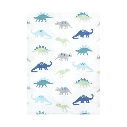 Hudson Baby Unisex Baby Flannel Burp Cloth 12pk, Soft Teal Dino, One Size