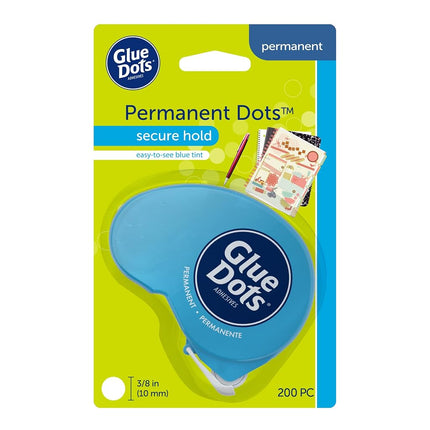 Glue Dots Permanent Dot N' Go Dispenser with 200 (.375 Inch) Permanent Adhesive Dots (11346)