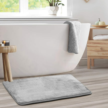 Tapis de bain Clara Clark, tapis de bain ultra doux et moelleux, antidérapant, en velours à mémoire de forme, 50 x 80 cm, argent uni
