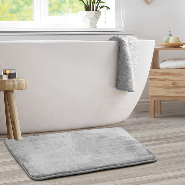 Clara Clark Bathroom Rugs, Ultra Soft Plush Bath Mat for Bathroom, Non-Slip, Velvet Memory Foam Bath Rugs, 20 x 32, Solid Silver