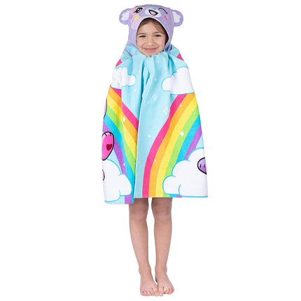 Care Bears Bath/Pool/Beach Soft Cotton Terry Hooded Towel Wrap, 24 in x 50 in, By Franco Kids