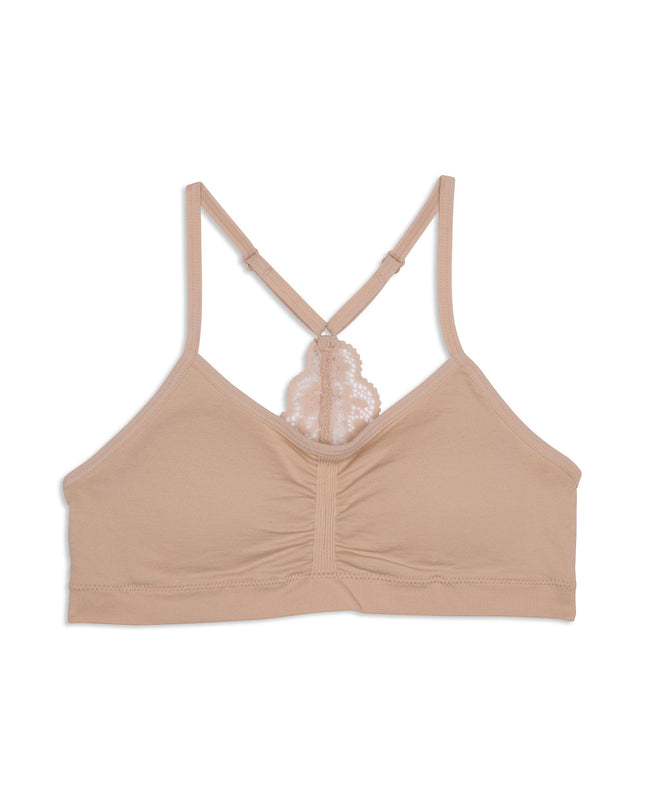 Maidenform Girls Seamless Ruched Crop Bra, Beige, 