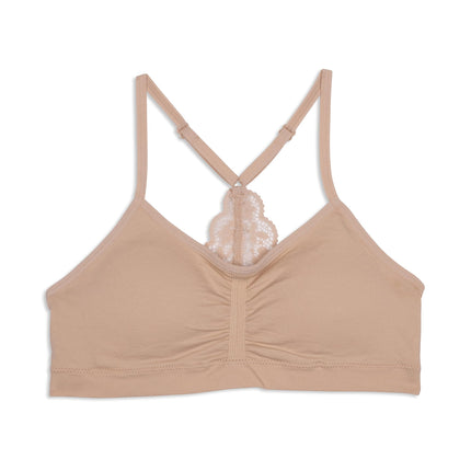 Maidenform Girls Seamless Ruched Crop Bra, Beige, 