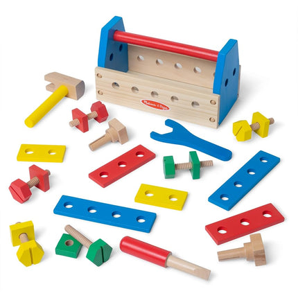 Melissa & Doug Take-Along Tool Kit Wooden Construction and Building Set (24 pcs) Pretend Play Toy for Kids Age 3+