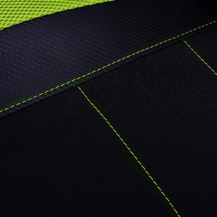 Flying Banner car seat Covers Quality Carbon Fiber Air Mesh Fabric Sport Low High Back Bucket Back Pocket Arm Rest (2 Fronts - Low Bucket, Green)