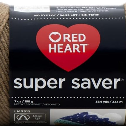 Red Heart Super Saver Yarn, Acrylic, Cafe Latte, 22.86 x 7.62 x 7.62 cm (E300.0360)