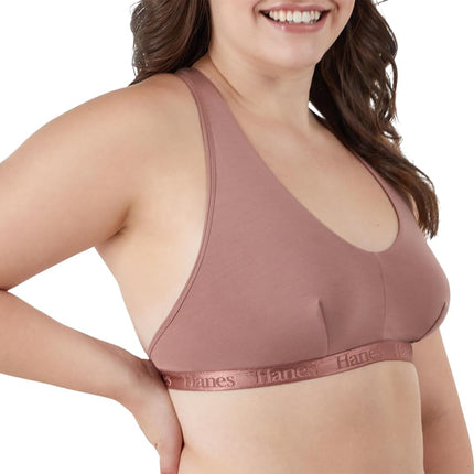 Hanes Women's Originals Ultra Supersoft Racerback Bralette, Earthen Tan, XL