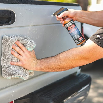 The Rag Company - The Liquid8r - Absorbent 70/30 Blend Microfiber Drying Towel for Cars, Trucks, SUVs, Safe for Detailing + Scratch Free, Twist Loop, 1100gsm, 16in x 16in, Aqua Blue/Grey (2-Pack)