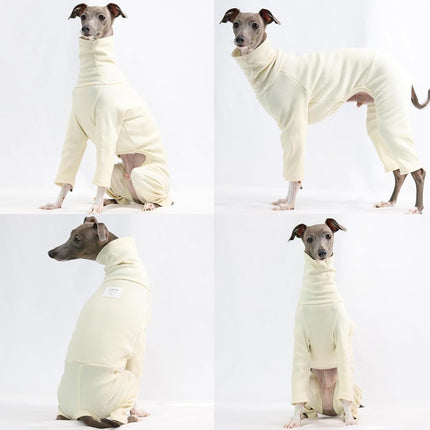 D Doggy Star Italian Greyhound Clothes Stretchable Onesie Whippet for Dog (XL,Ribbed Ivory)