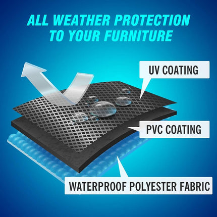 Velway Patio Table Cover Rectangle Waterproof Patio Furniture Cover for Outdoor Table and Chairs 84”Lx52”Wx29”H Oxford Dining Table Cover Tear-Resistant Wind Dust Proof Furniture Set Covers for Winter