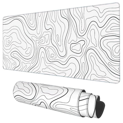 Desk Mat, White Topographic Contour Map Extended G