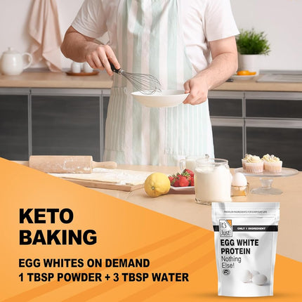 It's Just! - Proteína de clara de huevo en polvo, proteína de clara de huevo deshidratada, ingrediente para merengue, sin OMG, de granjas de EE. UU., sin sabor (227 g)