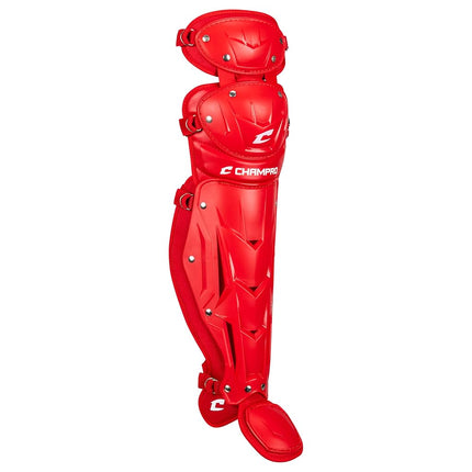 CHAMPRO Optimus MVP Double Knee Baseball Catcher’s Leg Guards, 16.5" Length, Scarlet, CG100SC