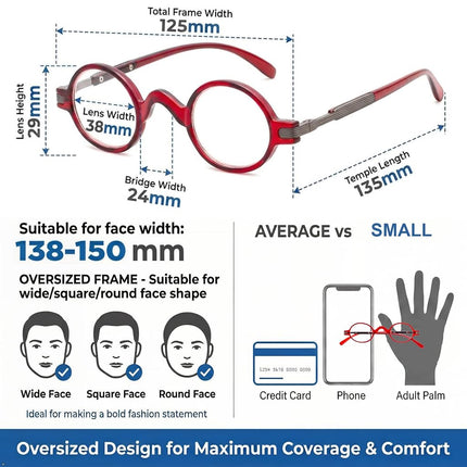 Eyekepper Readers Spring Temple Vintage Mini Small Oval Round Reading Glasses Grey +0.5