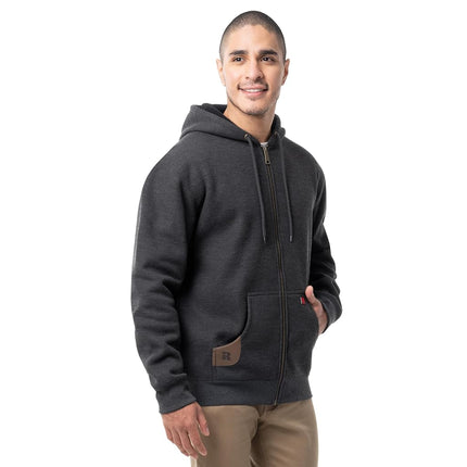 Wrangler Men's Thermal Sherpa Zip Hoodie, Charcoal Heather/Black, L