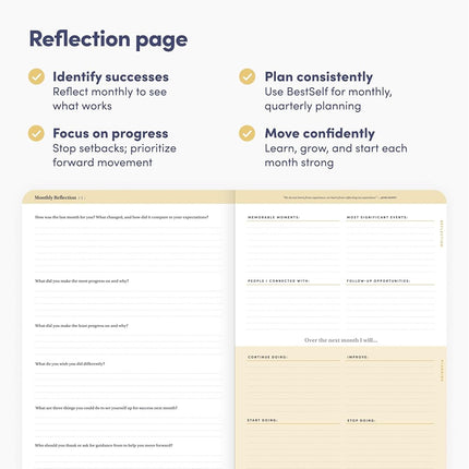 BestSelf Self Planner – 6-Month Undated Life Planner for Goal Setting, Time Management & Productivity – 7"x10" Mist Notebook
